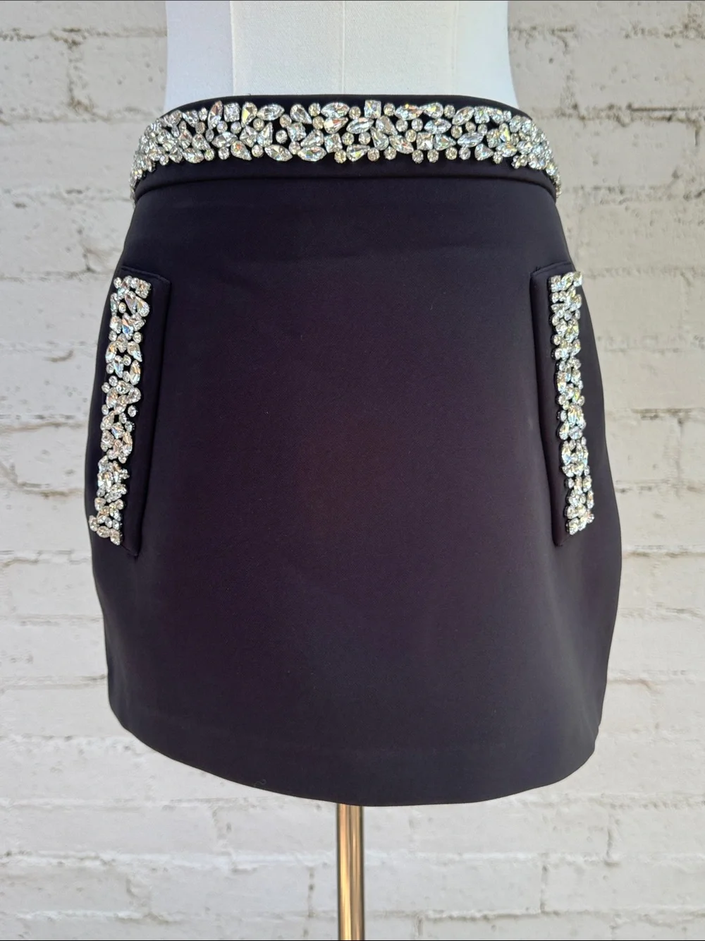 H&M Edition Rhinestone-Embellished Mini Skirt Black Size 6 - Picture 5 of 14